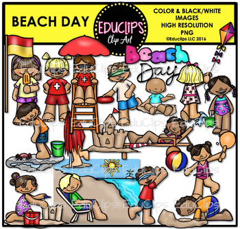 Preview of Beach Day Clip Art Bundle {Educlips Clipart}