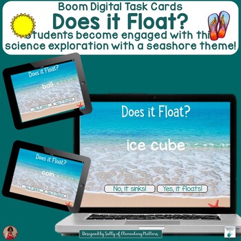 Preview of Beach Theme   Does it Float Boom Learning Digital Task Cards