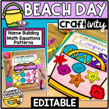 Preview of Beach Day EDITABLE Craftivity - Sand, Shells, Starfish - Name Building & More!