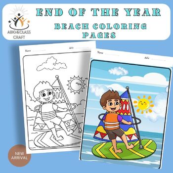 Preview of End of the Year Countdown Beach Day  Activities & Centers, coloring pages