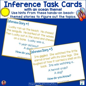 Preview of Ocean-Themed Inference Stories Task Cards Center Activity