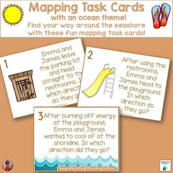 Preview of Ocean-Themed Mapping at the Beach Task Cards