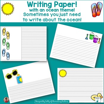 Preview of Beach Day Themed Writing Paper for Writer's Workshop