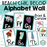 Beach Decor Alphabet Wall Print and Cursive  2 Color Choices