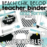 Beach Decor EDITABLE Teacher BINDER Incl Covers Planners, 