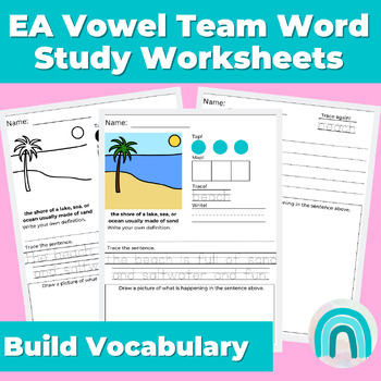 Preview of Beach - EA Vowel Team Word Study Worksheets - Science of Reading - FREEBIE