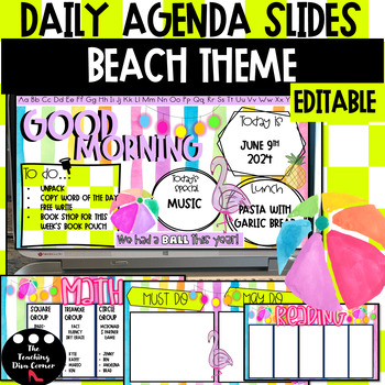 Preview of Beach End of Year Daily Agenda Slides