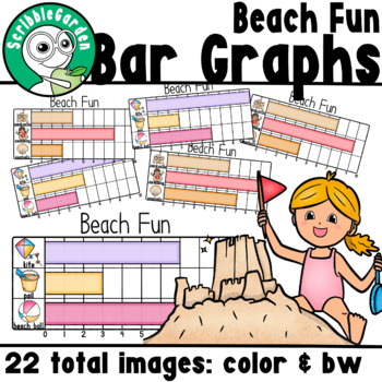 Preview of Beach Fun: 3 Category Bar Graphs