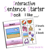Beach (I Like) Interactive/Adapted Sentence Starter Book -