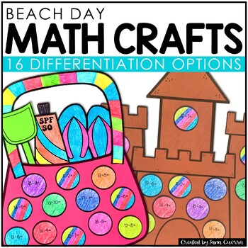 Preview of Beach Math Crafts | Back to School Ocean Sandcastle Bulletin Board Activities