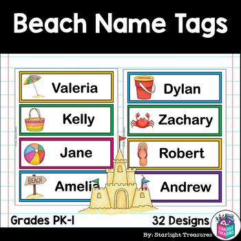 Beach Name Tags - Editable by Starlight Treasures | TpT