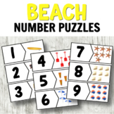 Beach Number Puzzles for Math Centers or Beach Theme Count