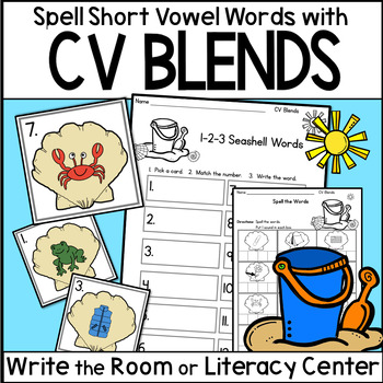 Preview of Beach Ocean Spell Words with BLENDS CCVC CVCC Activity Write the Room or Center