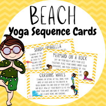 Preview of Beach & Ocean Yoga Sequence Cards - Digital & Printable - PreK, K, 1st, 2nd