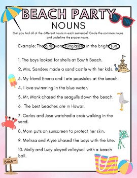 Preview of Beach Party Nouns
