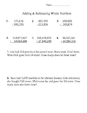 Adding and subtracting whole numbers