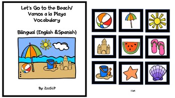 Preview of Beach/Playa Bilingual Vocabulary/Following Directions Book