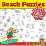 Beach Puzzles – Summer Puzzle Activities, Vacation Crosswo
