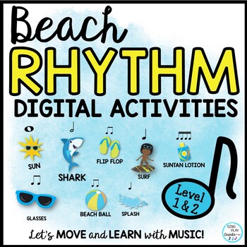 Preview of Beach Rhythm Activities :Digital Drag & Drop Google Slides, Presentation, Video