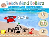 Beach Sand Dollars Addition and Subtraction Task Cards