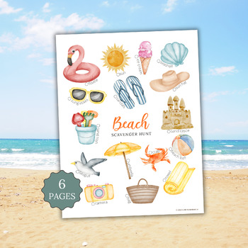 Beach Scavenger Hunt For Kids, Summer Kids Activity, Kids Beach Party Game