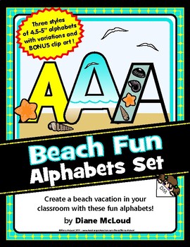 Preview of Beach Sea Themed 4.5" Bulletin Board Letters and MORE - for Spring or Summer!