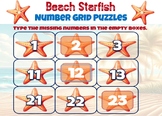 Beach Starfish Number Grid Puzzles