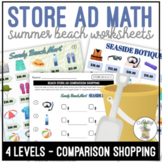 Beach Store Ad Math Comparison Shopping Worksheets