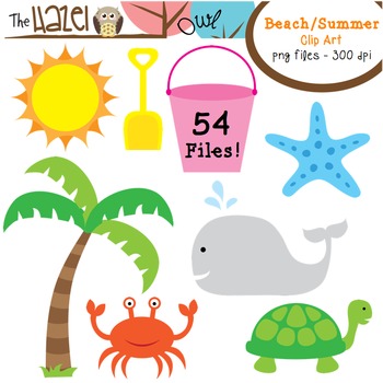 Beach Summer Set Clip Art Graphics For Teachers By The Hazel Owl