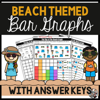 Preview of Beach & Summer Themed Bar Graph Activities, Centers, or Worksheets