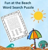 Beach Summer Word Search Puzzle Printable and Digital Ease