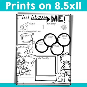 Beach Theme: All About Me Poster for Back to School or Open House