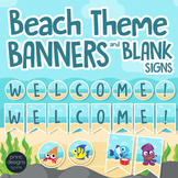 Beach Theme Banners and Blank Labels and Signs