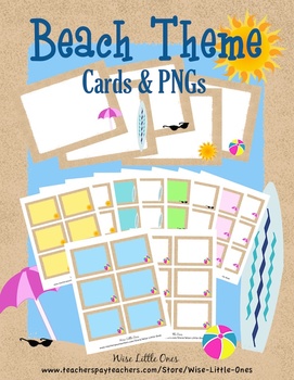 Preview of Beach Theme Cards and Clip Art- Create centers, math facts, games, stationary...