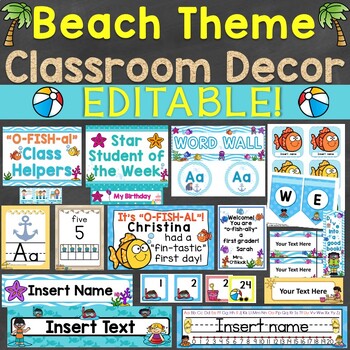 Preview of Beach Theme Classroom Decor Beach Classroom Decorations Ocean Themed Activities