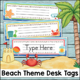 Beach Themed Classroom Decor Editable Desk Name Tags with 