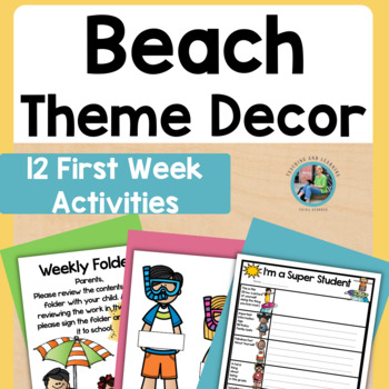 Preview of Beach Theme Classroom Decor and Beach Theme Activities for Back to School