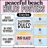 Beach Theme Classroom Rules Posters - Editable