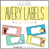 Beach Theme Editable Classroom Labels 2x4 { Avery Label 8163 }