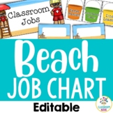 Beach Theme: Editable Student Classroom Job Chart and Bull