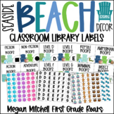 Beach Theme LIBRARY BOOK LABELS Classroom Decor