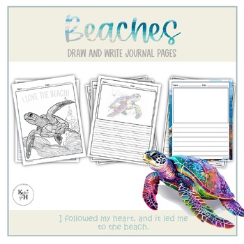 Preview of Beach Theme Primary Journal Writing Pages | Blank Draw and Write Pages