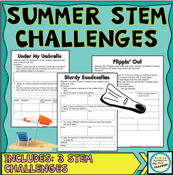 Preview of Beach Theme Summer STEM Challenge Activities