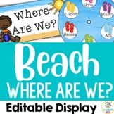 Beach Theme: "Where Are We?" Editable Door Sign