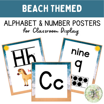 Preview of Beach Themed Alphabet and Numbers for Classroom Display