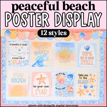 Preview of Beach Themed Classroom Poster Display - Editable