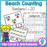 Summer Beach Counting Sets of Objects to 20 Clip Cards Mat