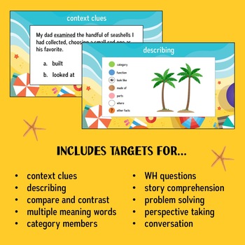 Beach-Themed Digital Task Cards for Speech and Language Therapy | TPT