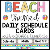 Beach Themed Editable Daily Schedule Cards