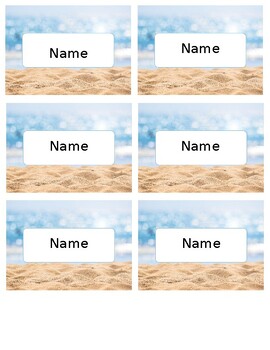 Preview of Beach Themed Editable Name Tags Locker Labels Book Bin Cubby Classroom